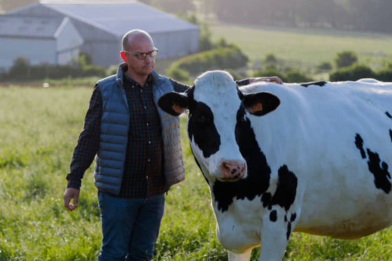 vache et éleveur